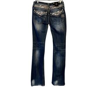 Y2K Deadstock Long Miss Me Embellished Bootcut Jeans – Size 28 (Fits 26/27)